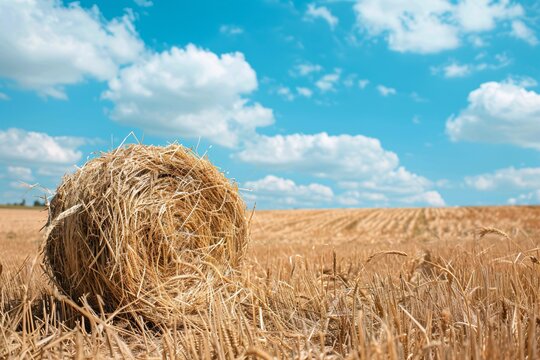 a roll of hay in a field