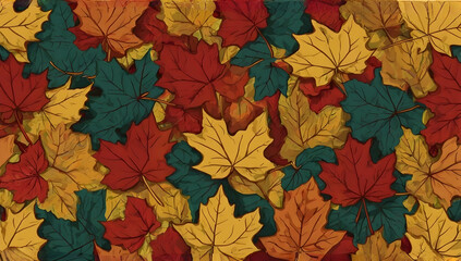 Fototapeta premium Maple leaf background. Seamless pattern wallpaper illustration background.