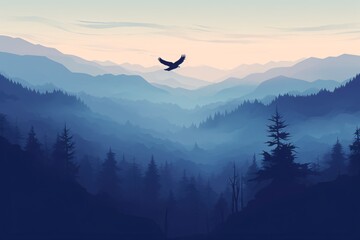 a bird flying over a mountain range - Powered by Adobe