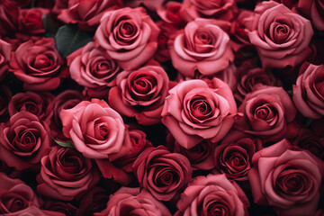 Obraz premium illustration of red roses bouquet texture. Created with Generative AI