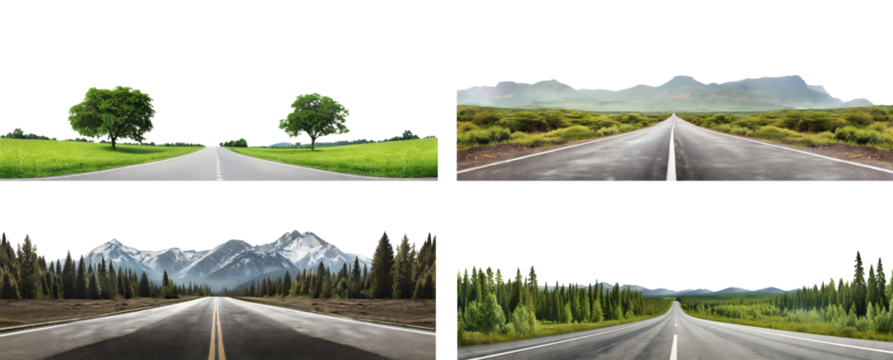 Set of empty roads, cut out