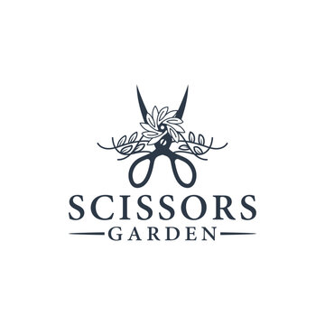 garden scissors logo with a combination of vines