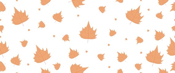 Flat illustration. Autumn leaves. Seamless wallpaper on a white background...