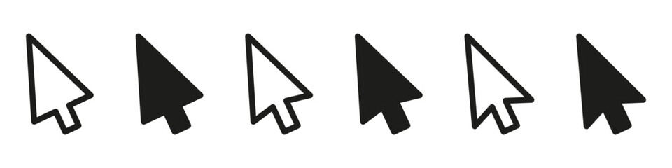 Computer mouse click cursor gray arrow icons set and loading icons. Cursor icon. Vector illustration.