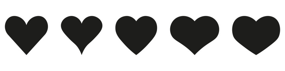 Heart icons set on white background