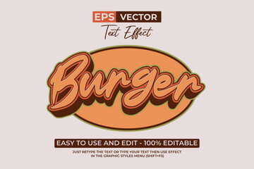 Burger text effect food style theme