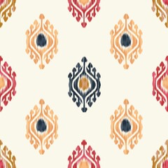 Colorful ikat ethnic pattern. Illustration ikat dye watercolor ethnic geometric motif seamless pattern. Ikat ethnic pattern use for fabric, textile, home decoration elements, upholstery, wrapping, etc
