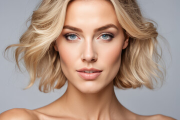 Naklejka premium portrait of a woman, healthy skin and hair concept