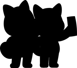 Cute shiba inu dog and husky dog selfie with phone cartoon vector icon illustration animal techno