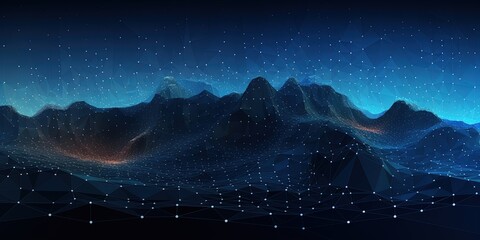 Big data, abstract mountain range made from hexagonal shapes, data mining and management concept - Powered by Adobe