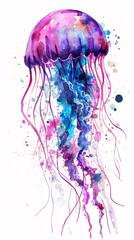 Hand-painted multicolored jellyfish illustration
