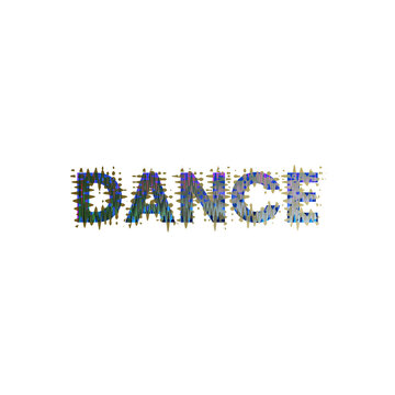 An abstract transparent cut out text type of the word dance graphic design element.