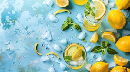 Refreshing summer lemonade served chilled, with ample copy space for your message or design.