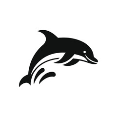 Dive into Elegance Dolphin Logo Icon in Vector, Isolated on White
