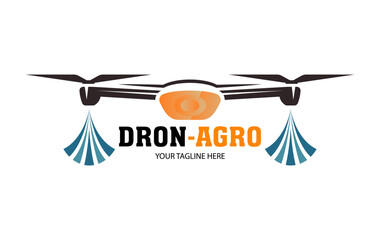 Drones for Agriculture logo. The future of Farming and Agriculture concept. Helicopter Irrigation.