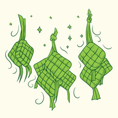 hand drawing ketupat lebaran vector