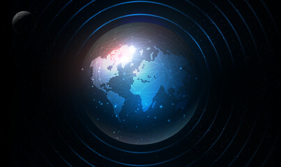 Global network connection and data exchange. Global International Connectivity. Global business. Digital technology worldwide global network internet connection. Science and technology. Vector EPS10.