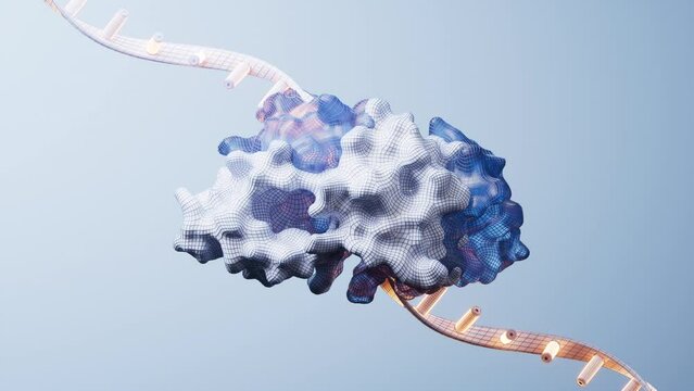 RNA and proteins with biological concept, 3d rendering.