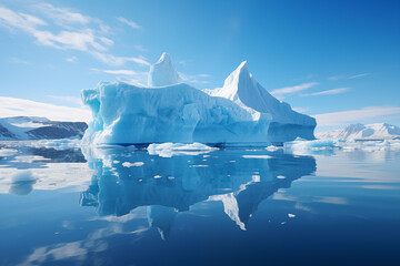 iceberg formation on sunny blue Atlantic Ocean