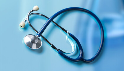 The Doctor's Tool: Stethoscope on Blue Background