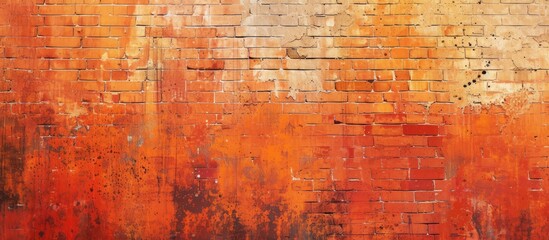 A red brick wall with vibrant yellow paint splatters creating an abstract and grungy background. The stark contrast between the brick and paint adds an interesting visual element.