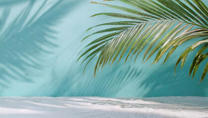 A Summer's Day: Palm Tree Shadow on Blue Background