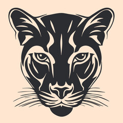 Black and White Cougar (Puma) Outline Silhouette Ornament Vector Art for Logo and Icon, Sketch, Tattoo, Clip Art