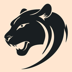 Black and White Cougar (Puma) Outline Silhouette Ornament Vector Art for Logo and Icon, Sketch, Tattoo, Clip Art