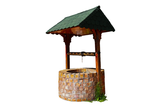 there is a wooden water well