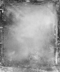 Grey grunge scratched background with space for your design, old texture with frame - 751412451