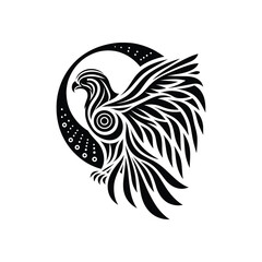 Falcon Tattoo Logo Clean and Creative Silhouette Symbol Vector Illustration