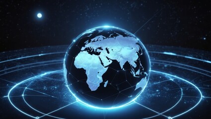 Fototapeta premium Global virtual internet world connection of metaverse technology network digital communication and worldwide networking