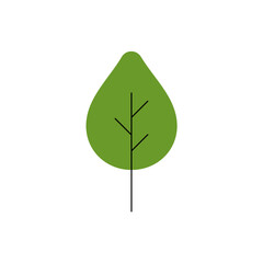 Forest trees and natural botanical various plants collection, vegetation in modern and abstract simple style, natural landscape flat vector illustration on white background.
