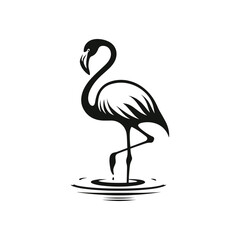 Flamingo Logo Silhouetted Bird Cartoon Vector Art Symbol Illustration