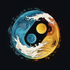 Yin and Yang harmony and peace symbol icon
