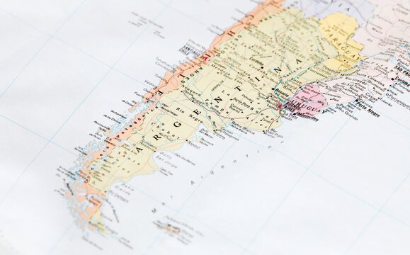 Buenos Aires, Argentina - February 20, 2024: Argentina map. Closeup macro view