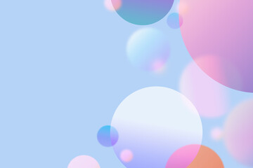 Pastel gradient soft light geometric abstract bubble and bokeh on blue background design for Graphic Business technology digital web template background backdrop wallpaper, soap bubbles, sphere.