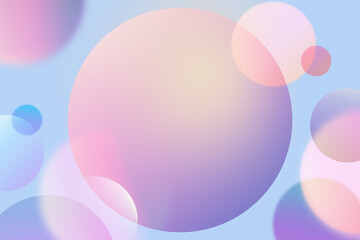 Pastel gradient soft light geometric abstract bubble and bokeh on blue background design for Graphic Business technology digital web template background backdrop wallpaper, soap bubbles, sphere.