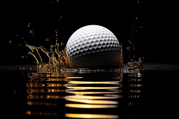 a golf ball splashing in water - obrazy, fototapety, plakaty