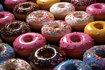 Fototapeta na wymiar a group of donuts with sprinkles