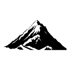 Mountain silhouette vector icon. Rocky peaks. Mountains ranges. Black and white mountain icon vector for logo