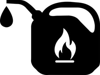 Fuel can icon in black Fill style. black handle jerry can. Petrol and Gasoline jerry can signs. Car petrol symbol. Gallon. Auto industry vector illustration isolated on transparent background.