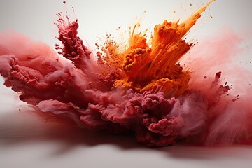 Splash of red sand on light background.