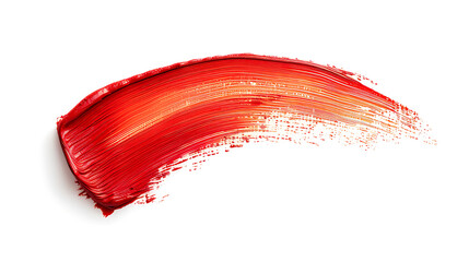 one red color brush stroke isolated on white background