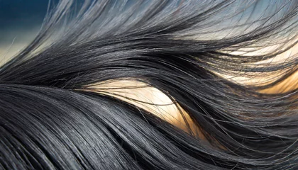 Fotobehang Black Hair Blowing Closeup © netsay