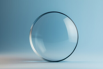 one thin lens of glass without glasses separately, is motionless in the air, light background