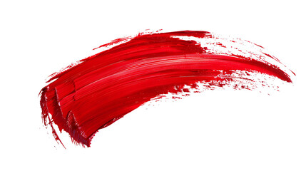 Red color brush stroke isolated on white background