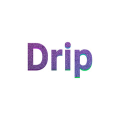 An abstract transparent cut out text type graphic of the word Drip design element.