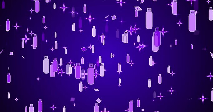 
4K USB flash drive or Pen drive neon background. Neon Pen Drive on colorful backgrounds for a banner, social media feed wallpaper stories. Technology video material animation. 