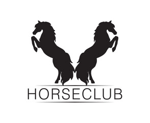Horse Club logo design - two Horses jumping style white on black background editable vector best for t shirt and could be used any item